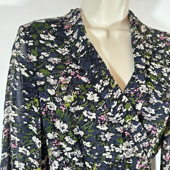 GANNI Black‎ Floral High Low Wrap Dress Womans 42 Large 10 / 12 - Picture 5 of 16